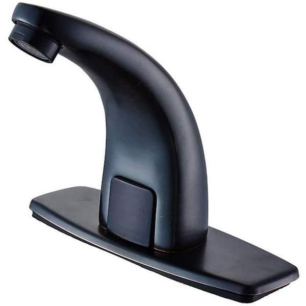BWE Automatic Sensor Touchless Bathroom Sink Faucet With Deck Plate In Oil Rubbed Bronze