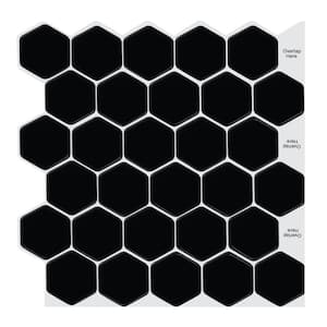 Regular Hexa BlackandWhite 12 in. x 12 in. PVC Peel and Stick Tile (8.5 sq. ft./10)