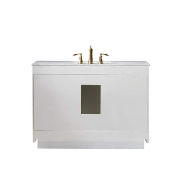 Altair Ivy 48 In Single Bathroom Vanity Set In White And Carrara White Marble Countertop With Mirror Wh Ca The Home Depot