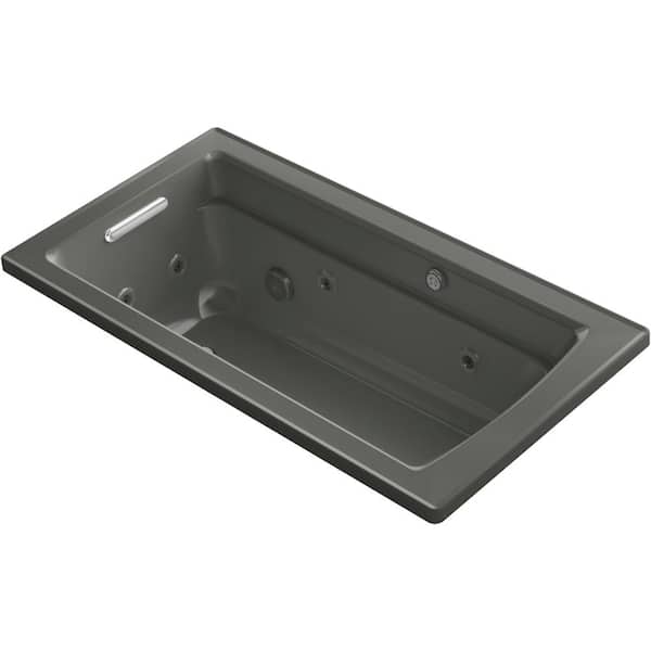 KOHLER Archer 60 in. Rectangular Drop in. Whirlpool and Air Bath Bathtub in Thunder Grey