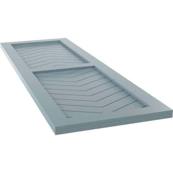 Ekena Millwork 12 inchw x 48 inchh True Fit PVC Two Panel Chevron Modern Style Fixed Mount Shutters, Hailstorm Gray (Per Pair - Hardware Not Included)