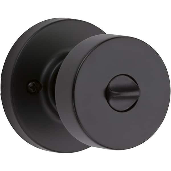 Kwikset Pismo Round Matte Black Bed Bath Door Knob Featuring Microban Antimicrobial Technology 730pskrdt514cp The Home Depot