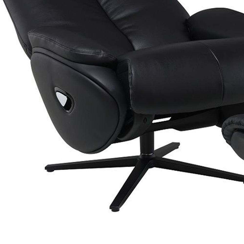 Black Leather Swivel Accent Chair with Ottoman