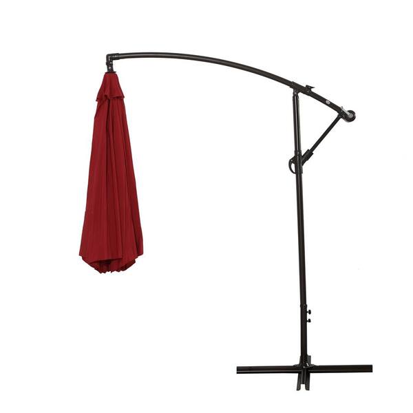 Afoxsos 10 ft. Outdoor Powder-Coated Aluminum Market Crank Lift Tilt Patio Umbrella in Red