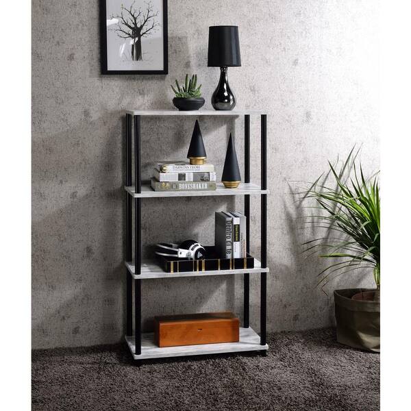 Acme Furniture Nypho 44 in. Weathered White and Black 3-Shelf