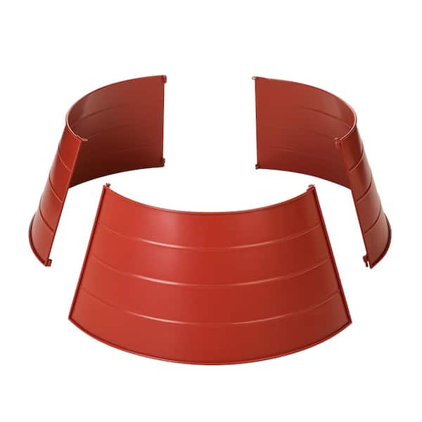 Glitzhome 22 in. D Christmas Painted Red Metal Tree Collar