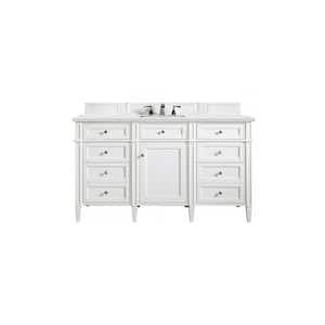 Brittany 60.0 in. W x 23.5 in. D x 34 in. H Bathroom Vanity in Bright White with Ethereal Noctis Quartz Top