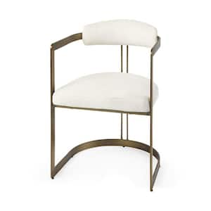 Curvy Gold And White Upholstered Arm Chair