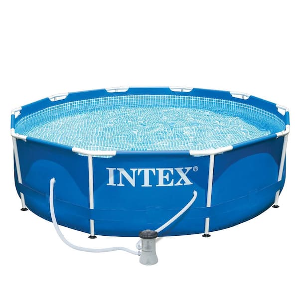 Bank Worstelen ambulance Intex 10 ft. Round 30 in. Deep Metal Frame Above Ground Swimming Pool Set  with Filter and Debris Cover 28201EH + 28030E - The Home Depot