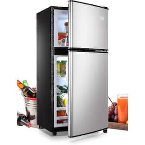 17.5 in. 3.5 cu.ft. Compact Mini Refrigerator in Silver with Top Freezer