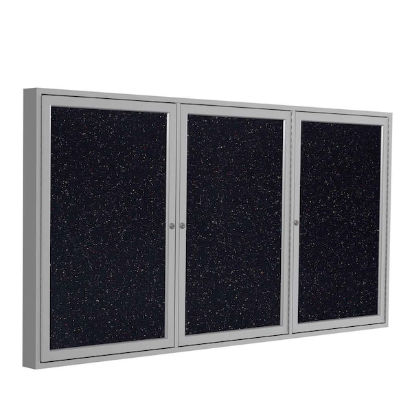 ghent 3-Door Enclosed 48 in. x 96 in. Bulletin Board, Recycled Rubber, Confetti, (1-Pack)