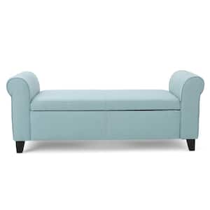 Hayes Light Blue Fabric Armed Storage Bench