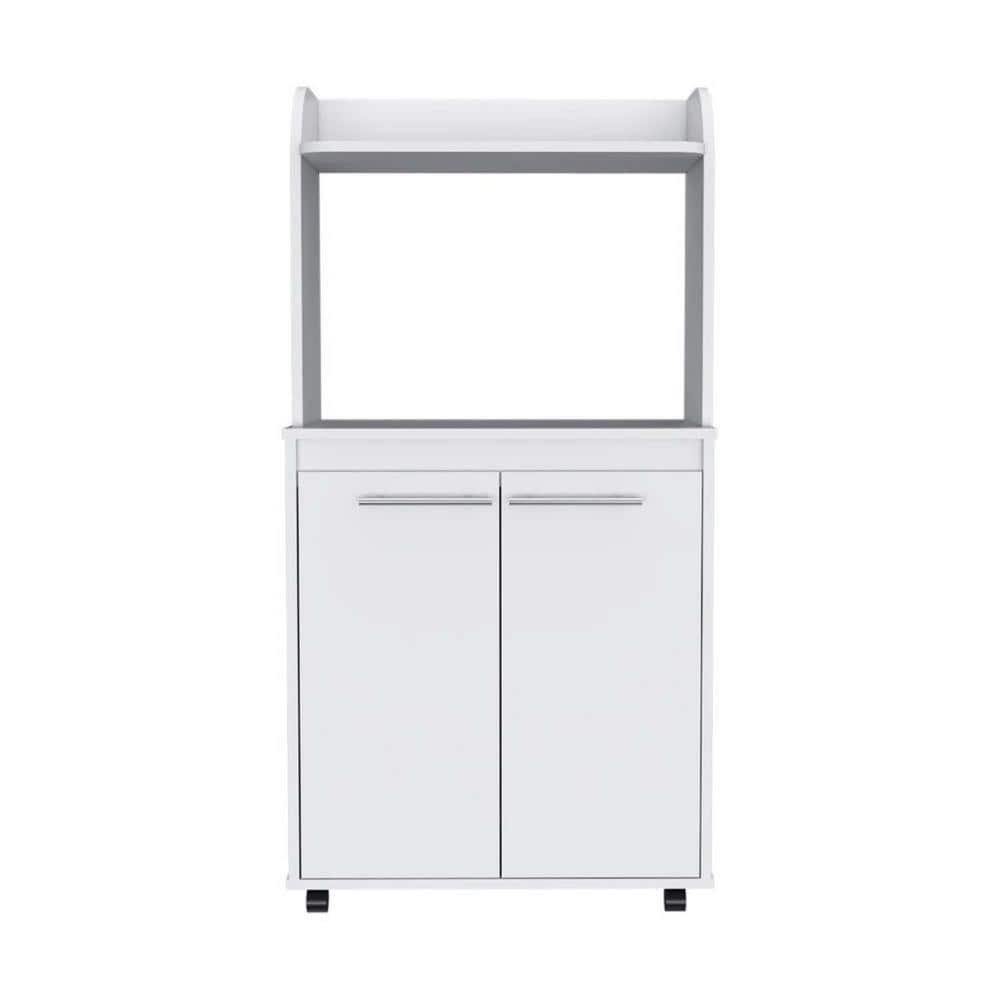 49.23 in. 1-Shelf Wood Pantry Organizer with 2-Doors for Kitchen in White