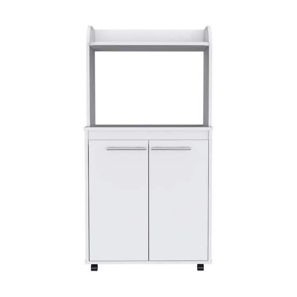 Unbranded 49.23 in. 1-Shelf Wood Pantry Organizer with 2-Doors for Kitchen in White