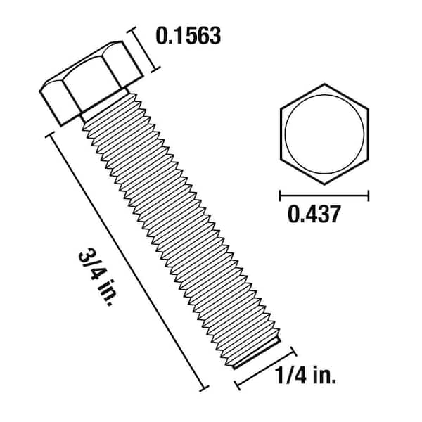 Everbilt 1/4 in.-20 x 3/4 in. Zinc Plated Hex Bolt (100-Pack
