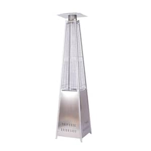 42,000 BTU Stainless Steel Propane Outdoor Pyramid Standing Patio Heater Space Heater with Wheels and Auto Shut Off