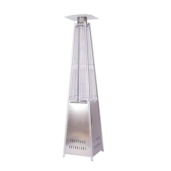 Unbranded 42,000 BTU Stainless Steel Propane Outdoor Pyramid Standing Patio Heater Space Heater with Wheels and Auto Shut Off
