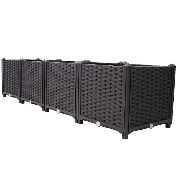 Coporesell 47.20 in. x 15.70 in. Brown Plastic Raised Garden Bed ...