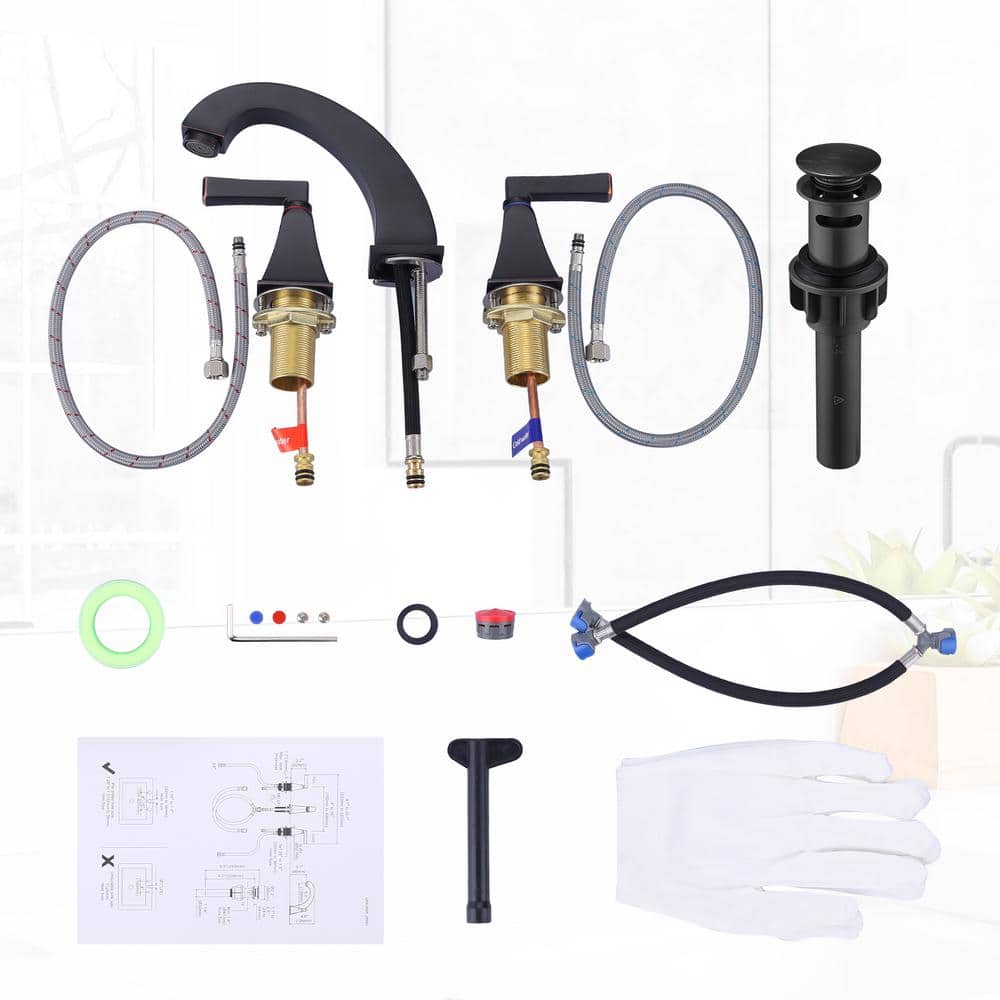 Oil Rubbed Bronze 8-Inch Widespread Double Handle Bathroom Faucet