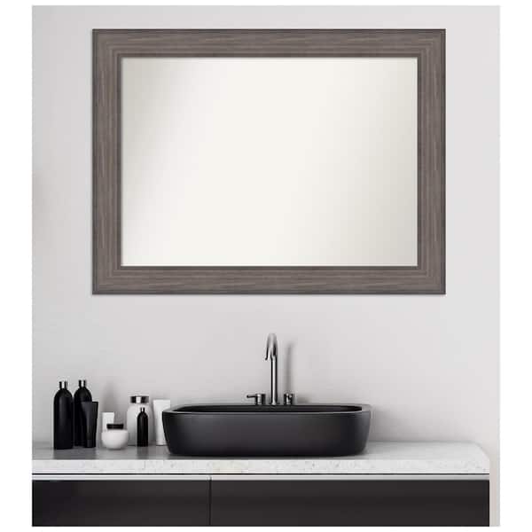 Amanti Art Medium Rectangle Distressed Brown Modern Mirror (27.25 in. H x 36.25 in. W)
