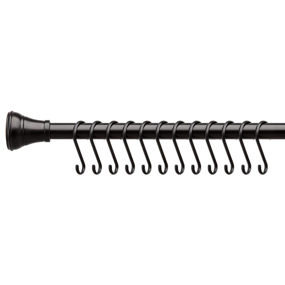 Matte Black Rustproof Zinc Shower Curtain Hooks Set of 12