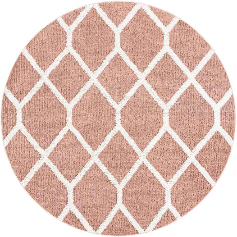 Unique Loom Boho Tiffany Pink 7 ft. 1 x 7 ft.1 in. Area rug 3188819