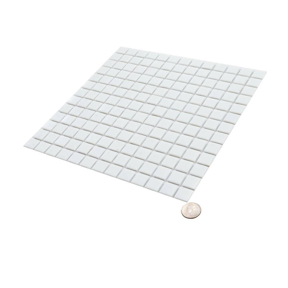 Rice White 12" x 12" Iridescent Glass Mosaic Tile