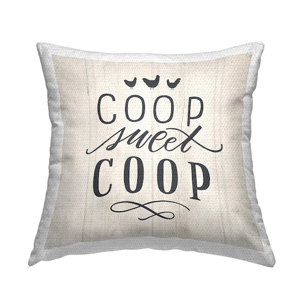 Stupell Industries Sweet Cool Farmhouse Chickens Beige Square Outdoor Throw Pillow