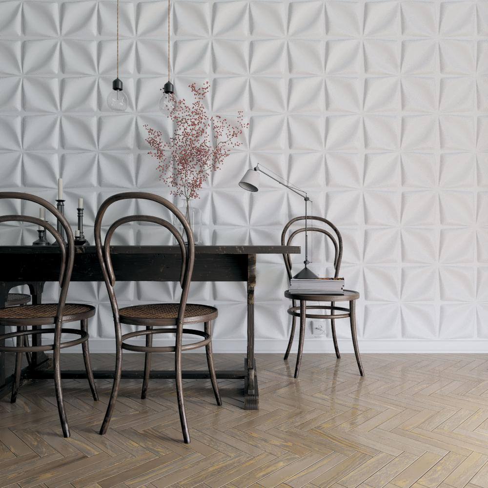 White Textured PVC 3D Decorative Wall Panels Set