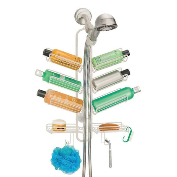 Dracelo Cream Metal Hanging Bathroom Caddy for Handheld Shower Hose, Extra Space for Shampoo, Conditioner