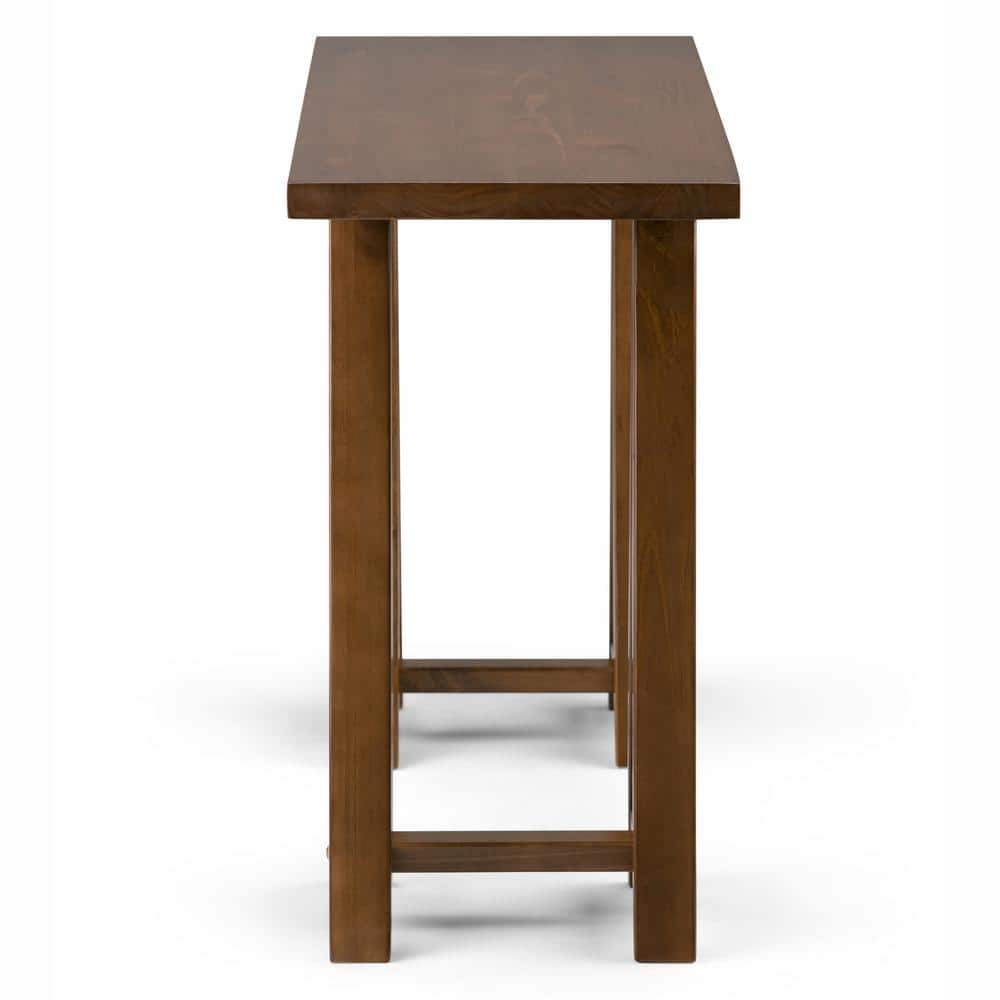Medium Saddle Brown Solid Pine Console Table with A-Shaped Legs