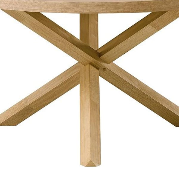 Acme Furniture Dazy Brown Wood Round Cross Legs Dining Table