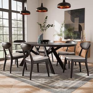 Shelun VI 7-Piece Oval Rich Walnut Wood Top Dining Table Set (Seats-6)