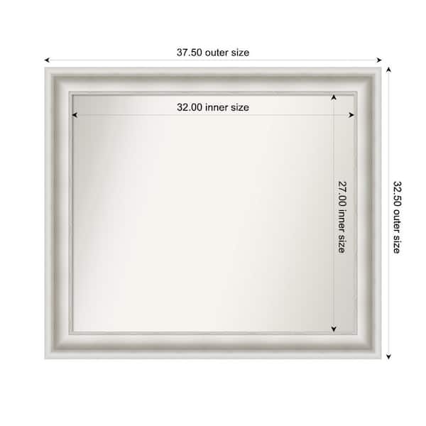 Amanti Art Parlor White 37.5 in. W x 32.5 in. H Custom Non-Beveled Recycled Polystyrene Framed Bathroom Vanity Wall Mirror