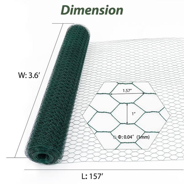3.6 ft. W x 157 ft. L Outdoor Large Anti-Rust Chicken Coop Wire Fencing Galvanized Poultry Netting