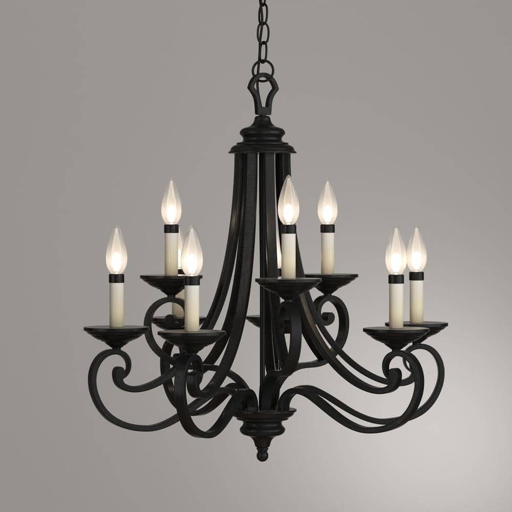 Barcelona Bronze Scroll-Arm 27.75" Candle-Inspired Chandelier