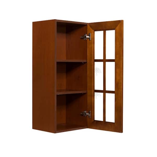 LIFEART CABINETRY Cambridge Assembled 18x36x12 in. Wall Mullion Door Cabinet with 1 Door 2 Shelves in Chestnut