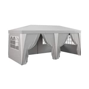 19 ft. x 10 ft. Outdoor Steel Event/Party Pop Up Tent Canopy and Gazebo with 6 Removable Sidewalls Gray