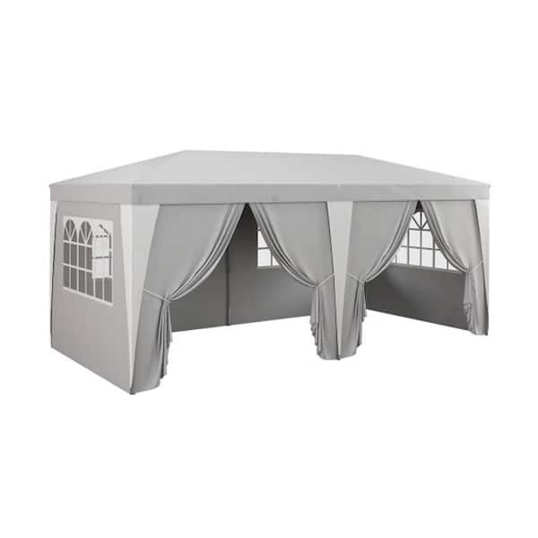 ITOPFOX 19 ft. x 10 ft. Outdoor Steel Event/Party Pop Up Tent Canopy and Gazebo with 6 Removable Sidewalls Gray