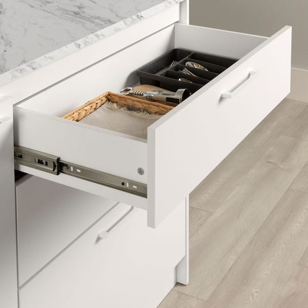 South Shore Myro Faux White Marble and White 46.75 in. Kitchen Island 16757
