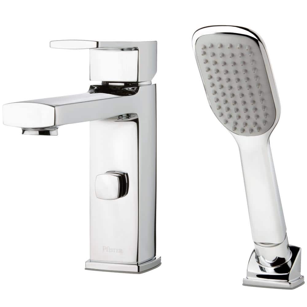 Polished Chrome Single Handle Deck Mounted Tub Faucet with Handshower