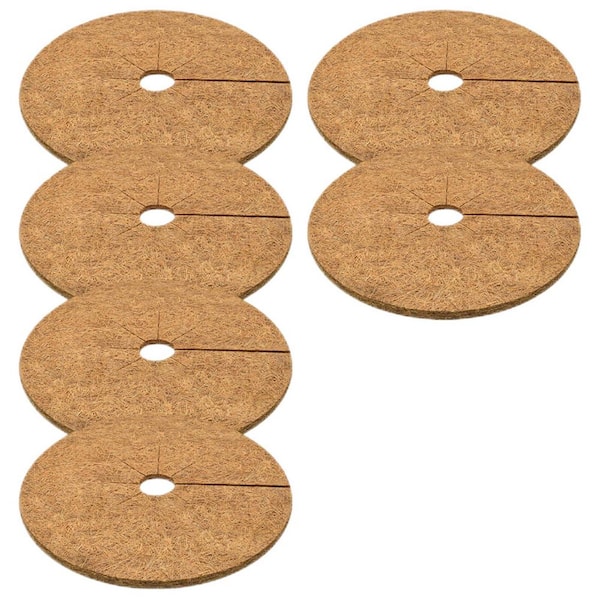 24 in. x 24 in. Coconut Fiber Tree Ring, 100% Natural Tree Protector Mat for Indoor Outdoor Trees Plants, Brown (6-Pack)