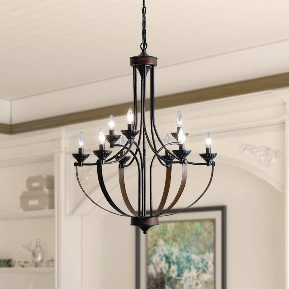 Maxax Boise 9-Light Wood Grain Candlestick Chandelier MX60301 - The ...