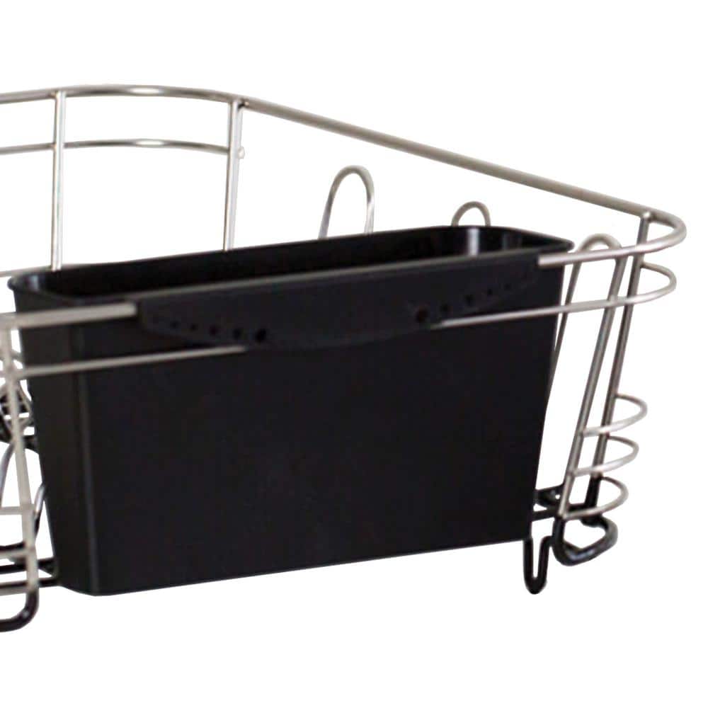 Compact Silver Stainless Steel Dish Rack with Utensil Cup