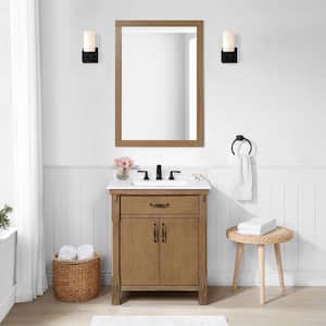 Bellington 30 in. W x 22 in. D x 34.5 in. H Bath Vanity in Almond Toffee with White Engineered Stone Top