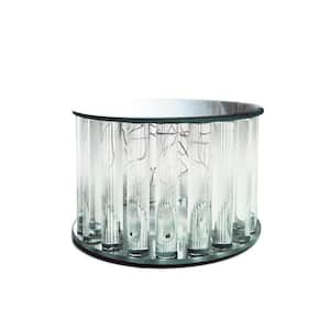 1-Tier Clear Round Mirror LED Fairy Light Up Glass Columns Cake Stand Dessert Display Tray 6 in.