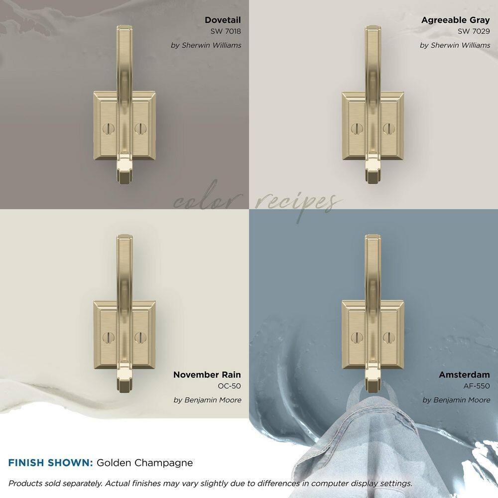 Golden Champagne Double Prong Metal Decorative Wall Hook