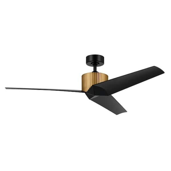 KICHLER Almere 56 in. Indoor Natural Brass Downrod Mount Ceiling Fan with Wall Control Included for Bedrooms or Living Rooms