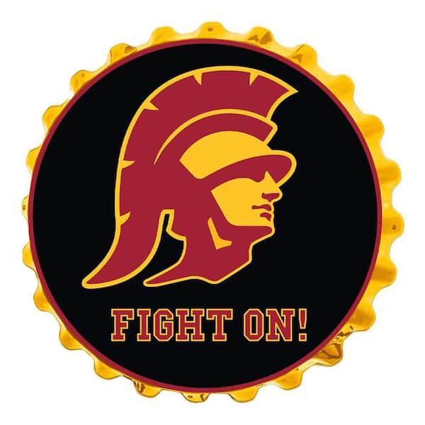 The Fan Brand 19 In Usc Trojans Fight On Plastic Bottle Cap Decorative Sign Ncusct 210 04 The