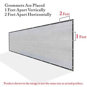 4 ft. x 10 ft. Grey Privacy Fence Screen Mesh Fabric Cover Windscreen with Reinforced Grommets for Garden Fence